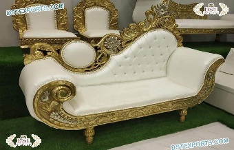 Luxury White Gold Wedding Lounge Chaise