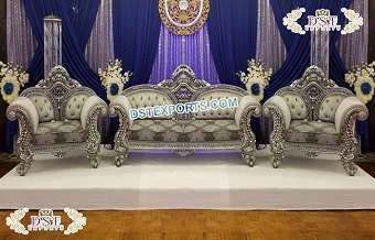Silver Maharaja Sofa Set for Wedding Stage