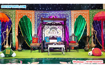 Colorful Mehndi Night Stage Backdrop Curtains