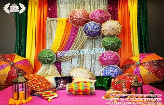 Pakistani Wedding Sangeet Stage Umbrella Decor