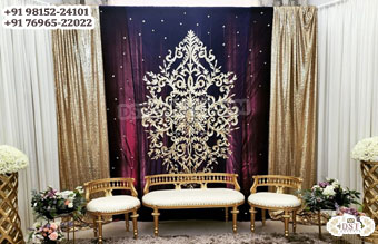 Traditional Embroidered Engagement Stage Backdrop