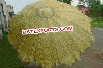 Heavy Embroidery Golden Wedding Umbrella