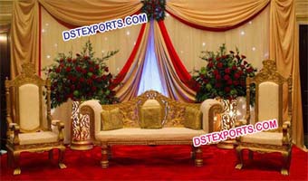 Latest Wedding Golden Carved Designer Sofa Set