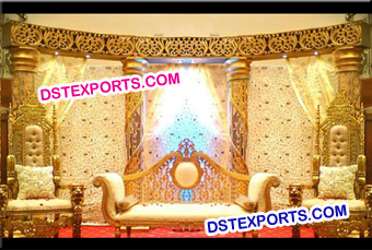 Indian Wedding Gold Crystal Stage