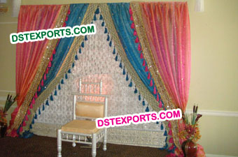 Wedding Colourful Embrodried Lacing Backdrop