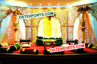 Muslim Mehandi Stage With Carved Backdrops Set