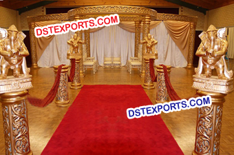 Wedding Golden Carved Style Marriage Mandap