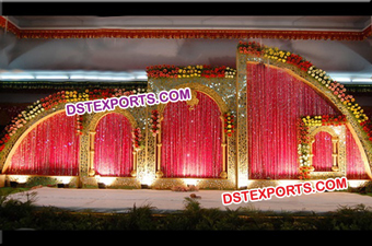 Wedding Stage Golden Fiber Backdrop Decoration Set