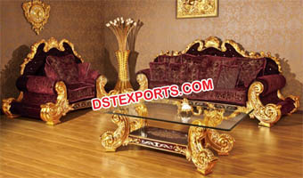 Mahroon Wedding Hand Carved Royal Sofa Set