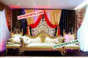 Muslim Wedding Golden Carved Sofa Set