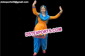 Dancing Punjabi Girl Fiber Statue