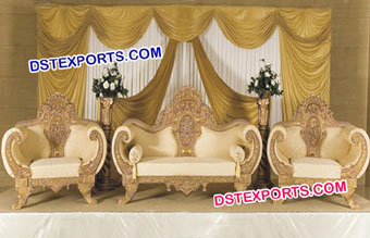 Wedding Royal Carving Golden Sofa Set
