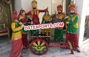 Fiber Punjabi Theem Bhangra Statues For Hotel