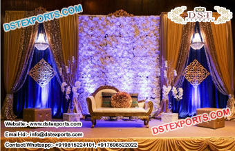 Delightful Wedding Stage With Floral Backdrop