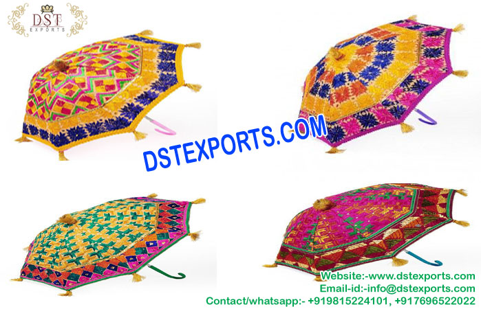 Punjabi Wedding Multicolored Phulkari Umbrellas