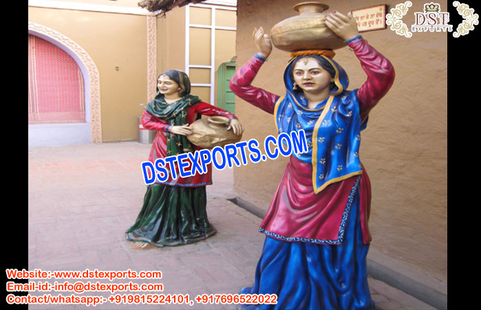 Fiber Lady Statue for Punjabi Wedding Decoration