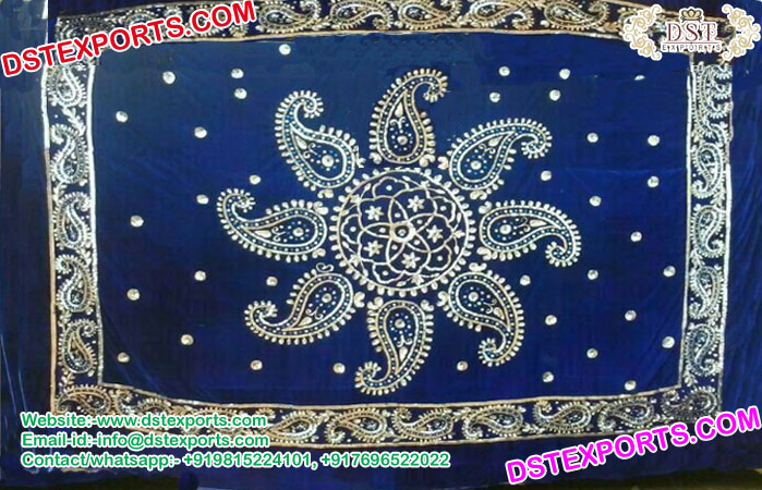 Mehndi Stage Royal Blue Velvet Backdrop