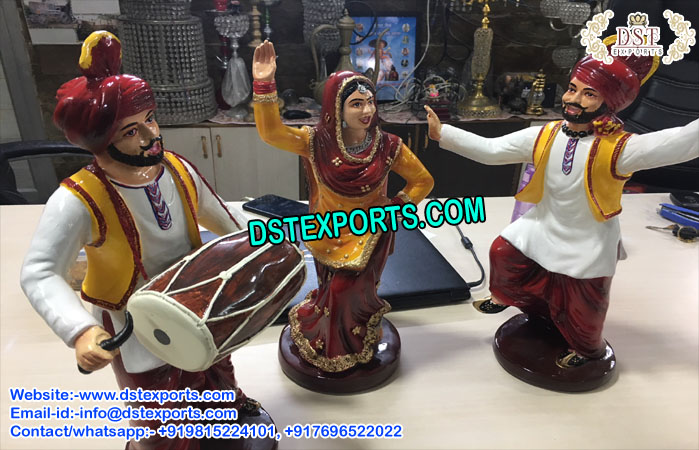 Punjabi Bhangra Small Fiber Statues