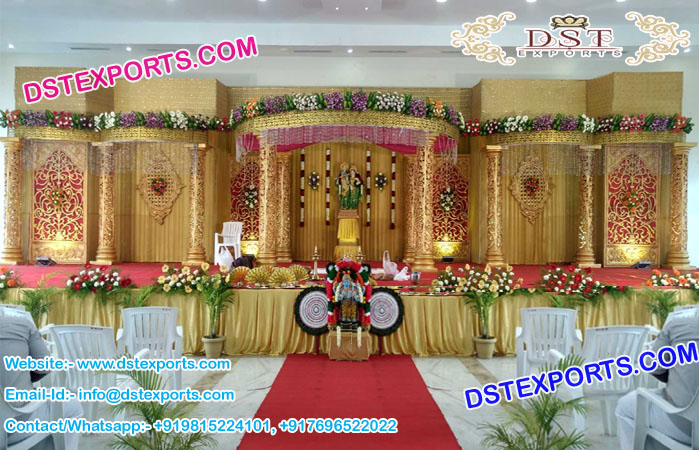 Latest Golden Huge Wedding Mandap Set