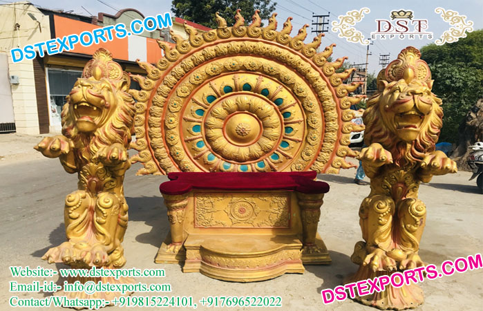 Grand Wedding Sofa with Lion Statue