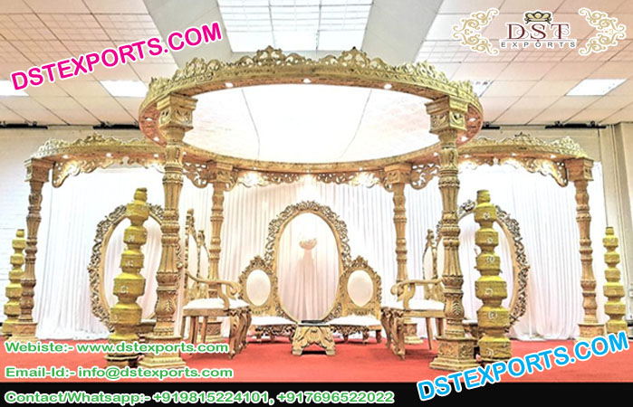 Trending Wooden Look Fiber Mandap USA