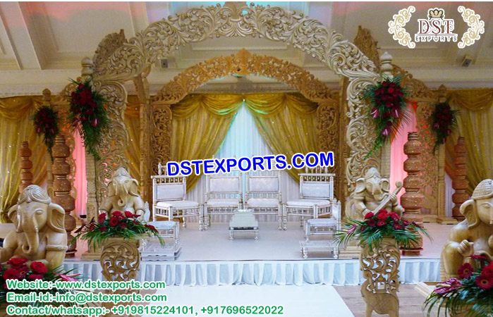 Wooden Temple Style Wedding Mandap