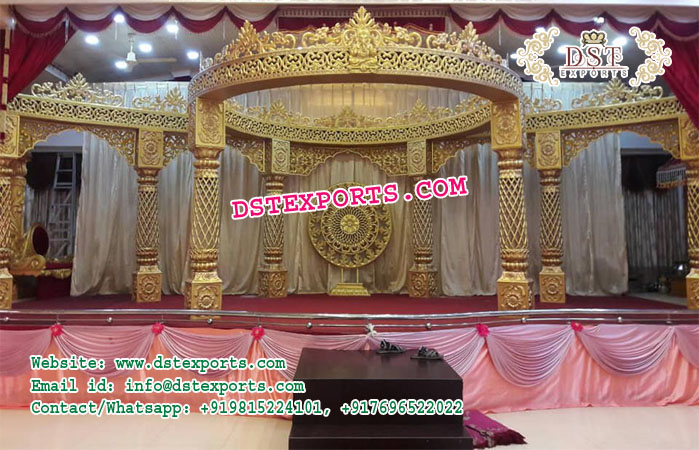 Impressive Wedding Fiber Golden Mandap