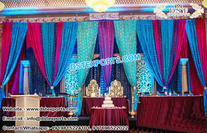 Customized Mehandi Stage Backdrop Curtains