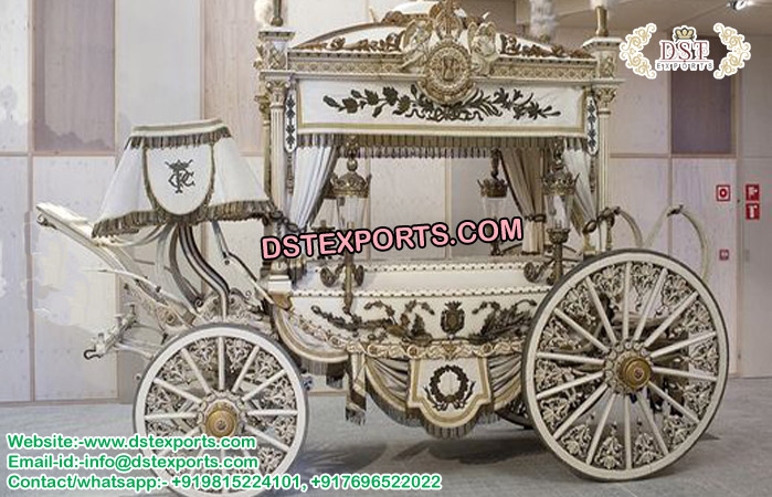 White Funeral Horse Drawn Carriage
