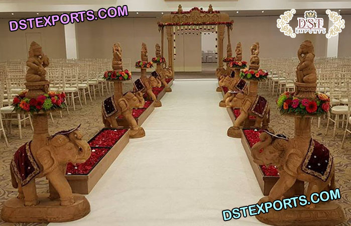 Wedding Aisleway Elephant with Ganesha Statue