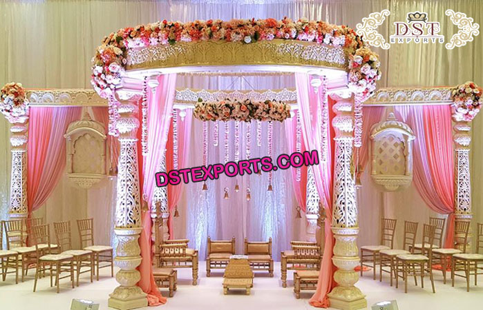 Hindu Wedding White Fiber Mandap Set