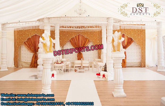 Indian Wedding White Fiber Mandap Set