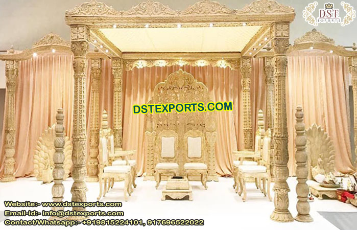 Trending Fiber Look Wooden Wedding Mandap