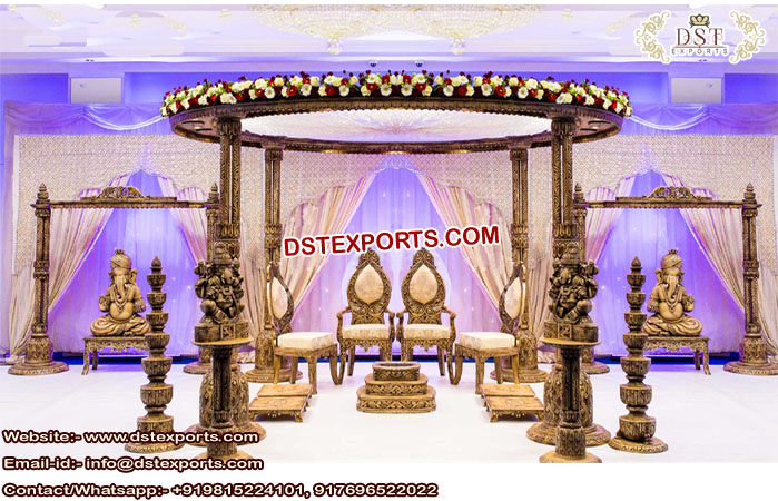Hindu Wedding Ancient Wooden Mandap
