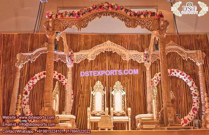 Indian Wedding  Wooden Akshar Mandap