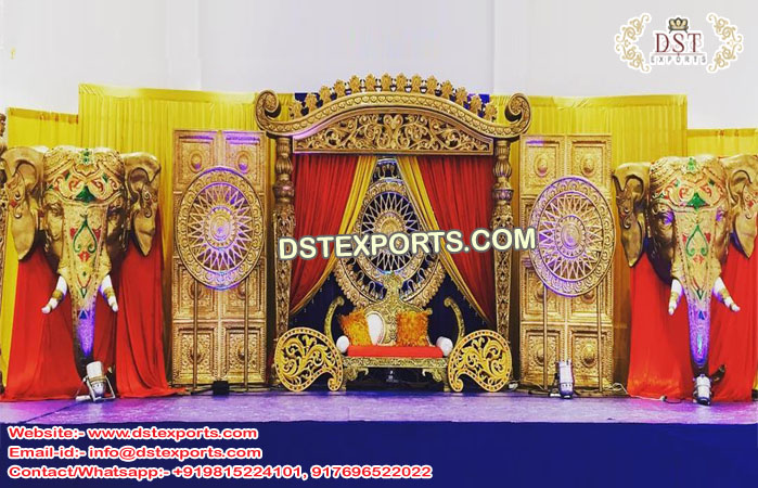 Golden Stage Setup for Tamilian Weddings