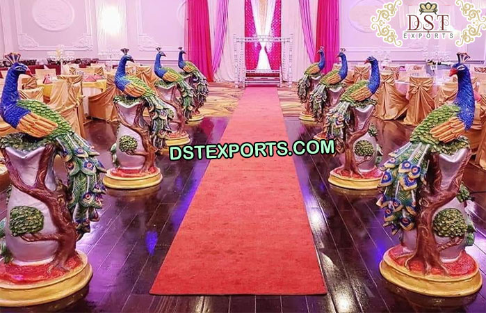 Wedding Walkway Fiber Peacock Statues