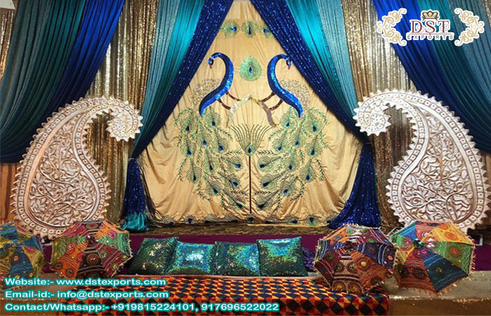 Wedding Sangeet Stage Peacock Backdrops