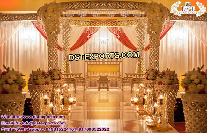 Wedding Golden Palazzo Crystal Mandap
