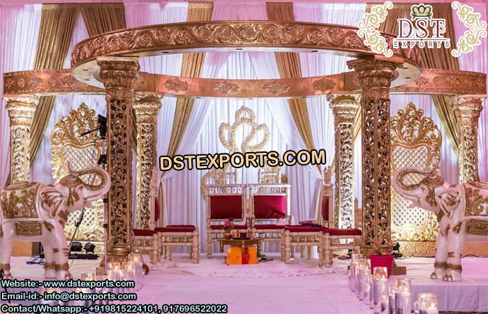 Golden Wedding Ceremony Fibre Mandap