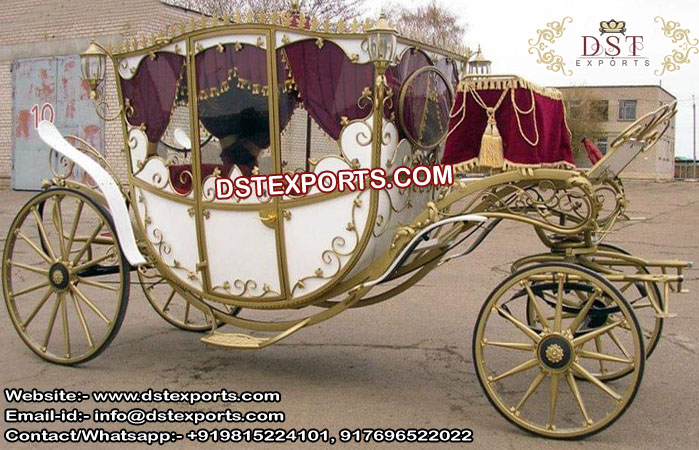 Luxurious White Gold Cinderella Carriage