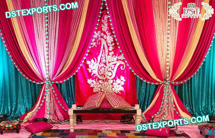 Beautiful Mehndi Ceremony Backdrops Curtain