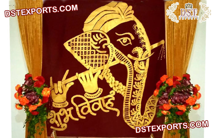 Hindu Wedding Embroidered Ganesha Backdrops