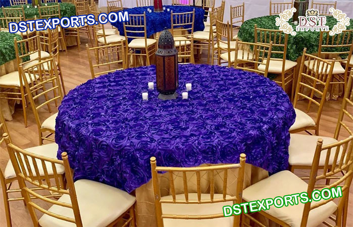 Wedding Round Satin Rosette Tablecloth