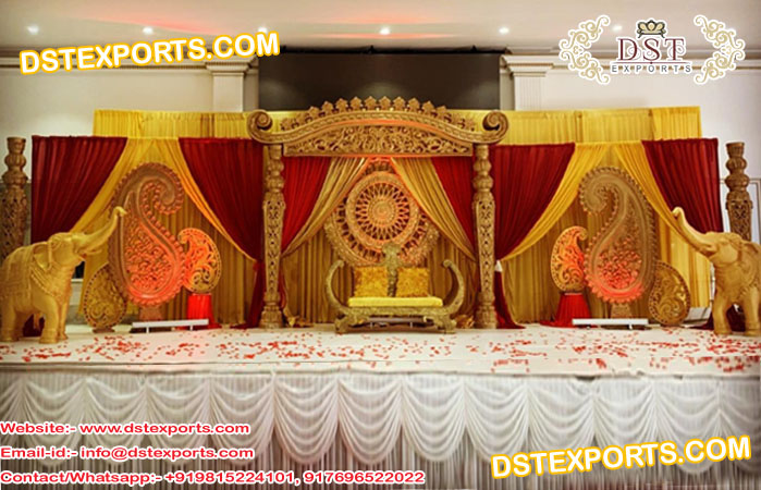 Indian Wedding Golden Classical Reception Stage