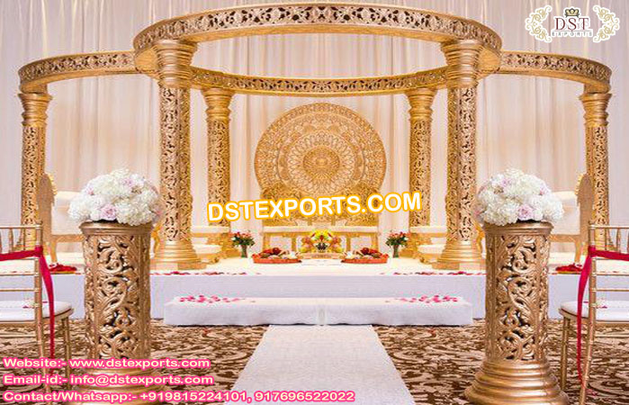 Dazzling Golden Carved Wedding Mandap