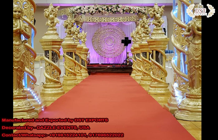 Wedding Walkway Fiber Pillars with Ganesha