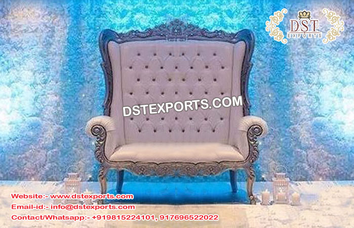 Luxury Wedding High Back Silver Sofa