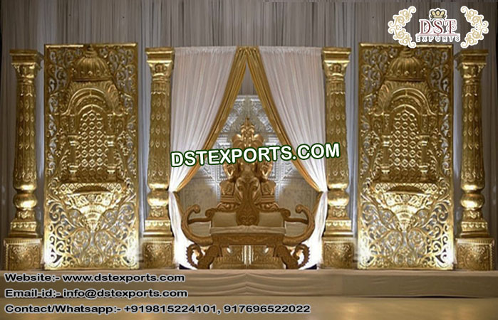 Traditional Wedding Golden Ganesha Stage