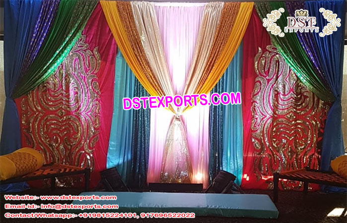 Buy Mehndi Decor Embroidered Backdrops